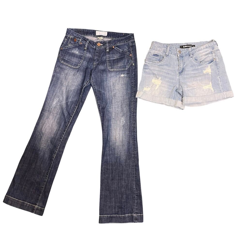 Women’s 2 Pc Lot Maurice’s Jeans size 5/6 Dollhouse Jean Shorts Size 5